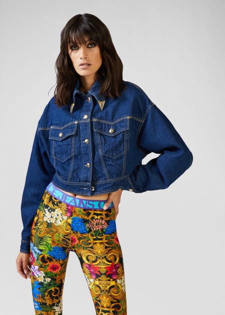 Jacheta Denim Versace Versace Cropped Dama | XWCLVSA-97